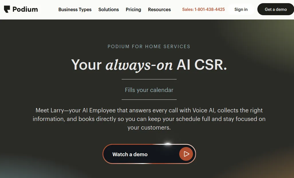 Podium review management software SMS messaging dashboard - expensive $399/mo platform, ReviewSense offers affordable Podium alternative with better AI responses