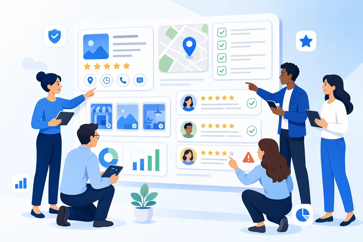 2026 Google Business Profile Audit Checklist: Essential Steps Google Business Profile audit checklist on tablet with magnifying glass