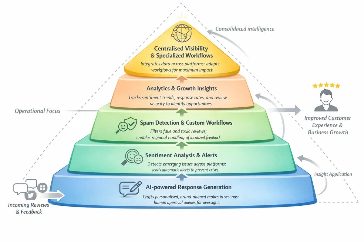 Unified system showcasing key capabilities addressing unique platform feedback challenges.