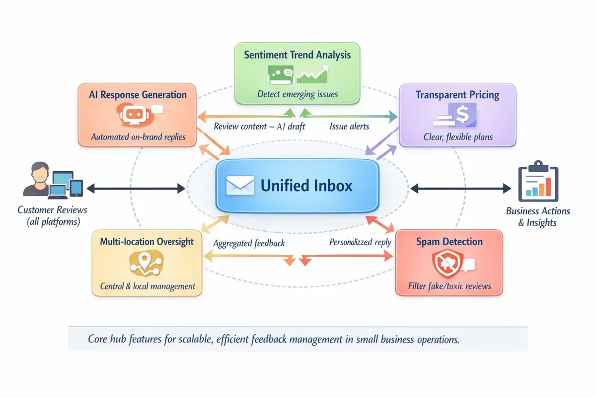 Key features enhancing feedback management for small business operations.